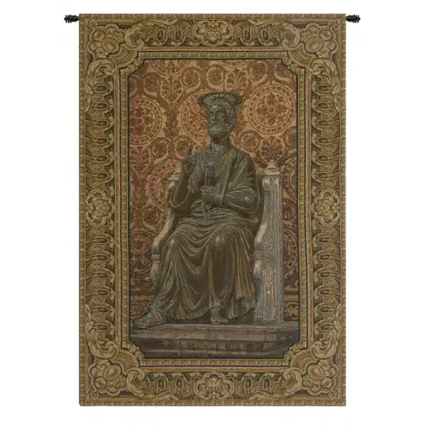 Charlotte Home Furnishing Inc. Italy Tapestry - 25 in. x 38 in. | Bronze Statue of St. Pietro Italian Tapestry