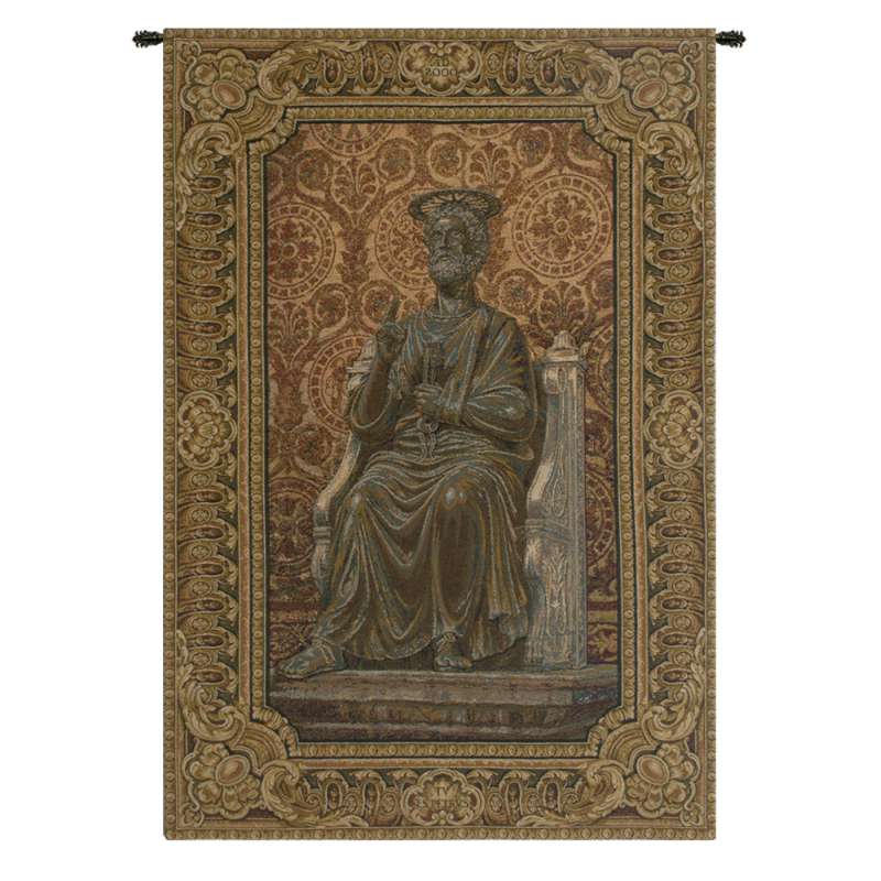 Bronze Statue of St. Pietro Italian Tapestry Wall Hanging