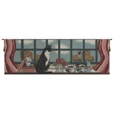 Cat Keeping Watch Italian Tapestry Wall Hanging