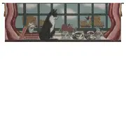 Cat Keeping Watch Italian Tapestry - 37 in. x 13 in. Cotton/Viscose/Polyester by Charlotte Home Furnishings