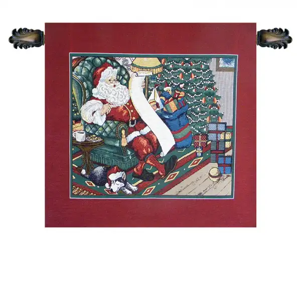 Charlotte Home Furnishing Inc. Italy Tapestry - 25 in. x 25 in. | Santa on a Chair Italian Tapestry