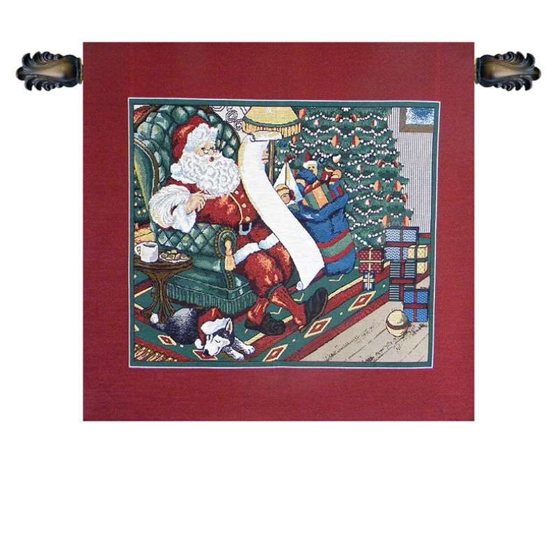 Santa on a Chair Italian Tapestry Wall Hanging
