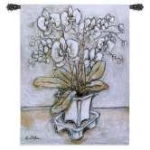 White Orchid Tapestry Wall Hanging