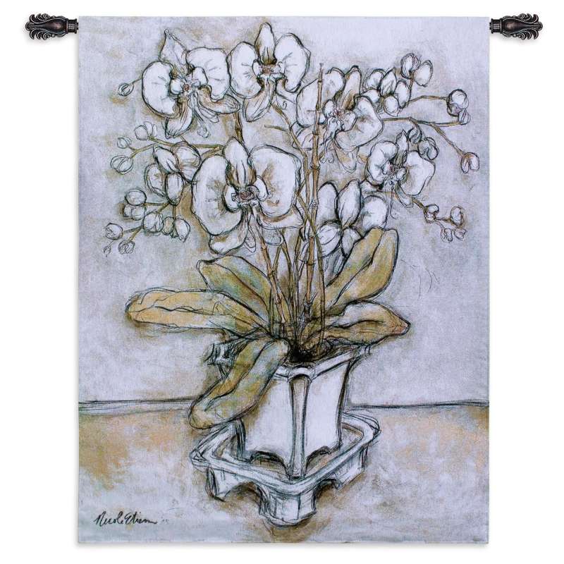 White Orchid Tapestry Wall Hanging