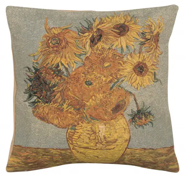 Charlotte Home Furnishing Inc. Belgium Cushion Cover - 18 in. x 18 in. Vincent Van Gogh | Van Gogh's Sunflower III