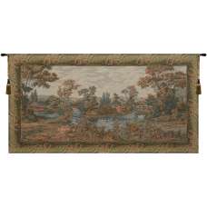 Swan in the Lake Large with Border Italian Wall Hanging Tapestry