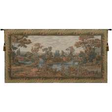 Swan in the Lake Large with Border Italian Tapestry Wall Hanging
