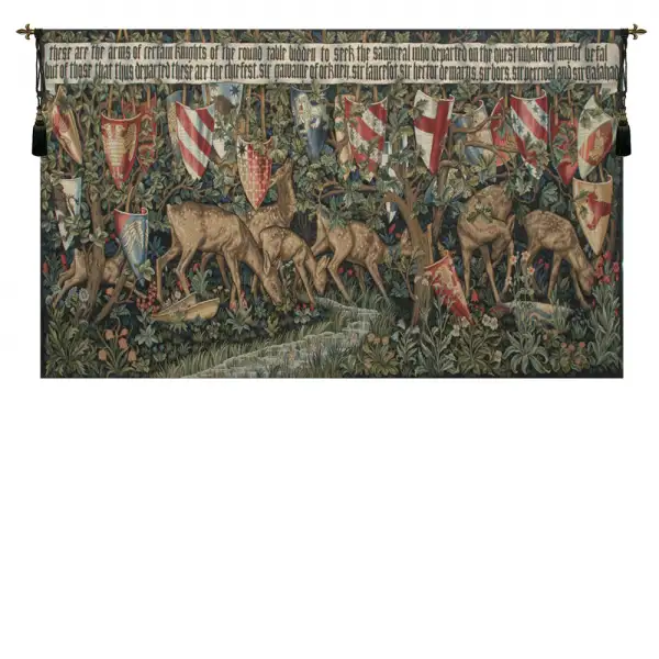 Charlotte Home Furnishing Inc. Belgium Tapestry - 87 in. x 52 in. Edward Burne Jones | Verdure with Reindeer