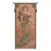 Mucha Spring Belgian Tapestry Wall Hanging - 27 in. x 60 in. Cotton/Polyester by Alphonse Mucha