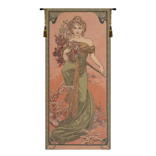 Charlotte Home Furnishing Inc. Belgium Tapestry - 18 in. x 39 in. Alphonse Mucha | Mucha Spring