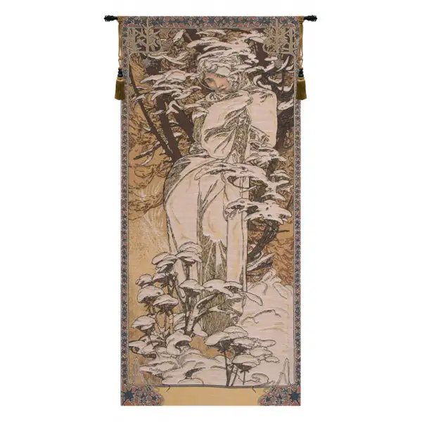 Mucha Winter Belgian Tapestry Wall Hanging