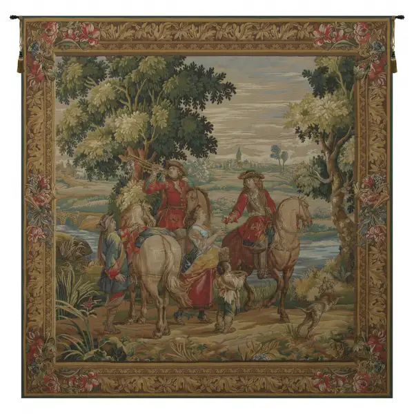 Charlotte Home Furnishing Inc. France Tapestry - 48 in. x 48 in. Charles le Brun. | Les Sonneurs du Roi Les Tambours Center Panel French Tapestry