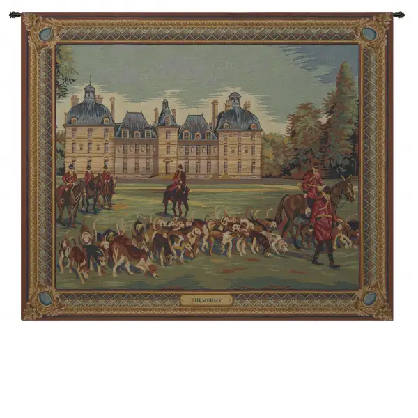 Charlotte Home Furnishing Inc. France Tapestry - 34 in. x 27 in. | Cheverny Castle French Tapestry