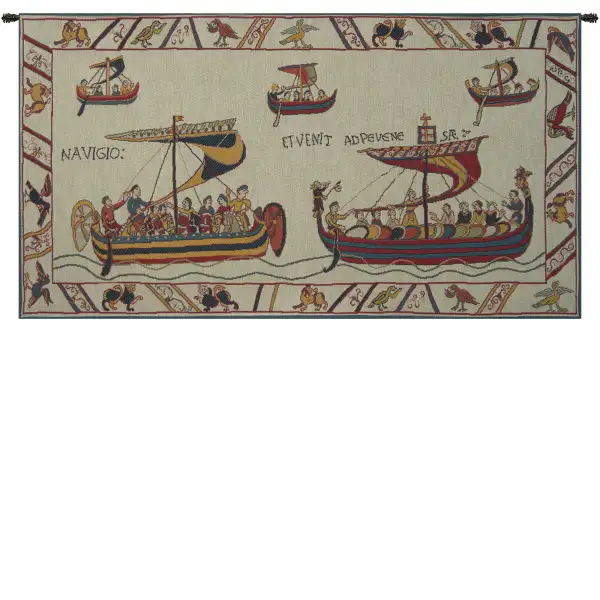 Charlotte Home Furnishing Inc. France Tapestry - 33 in. x 19 in. | Les Normands The Norman Fleet French Tapestry