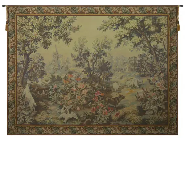 Charlotte Home Furnishing Inc. France Tapestry - 86 in. x 62 in. J B Oudry | Printemps Ete with Border French Tapestry