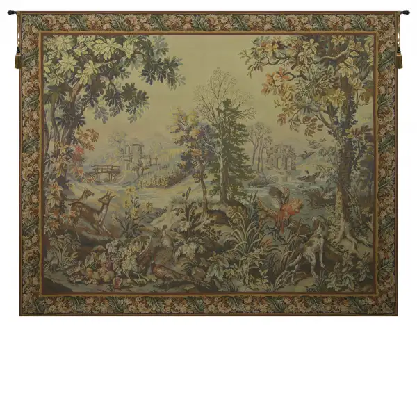 Charlotte Home Furnishing Inc. France Tapestry - 86 in. x 62 in. J B Oudry | Automne Hiver with Border French Tapestry