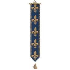 Fleur de Lys Blue I European Tapestry Bell Pull
