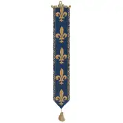Fleur De Lys Blue I Belgian Tapestry Bell Pull - 6 in. x 44 in. Cotton by Charlotte Home Furnishings