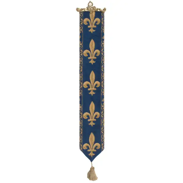 Fleur de Lys Blue I Belgian Tapestry Bell Pull