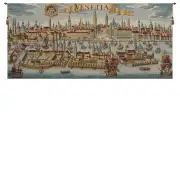 Venice Ancient Map Italian Tapestry - 54 in. x 24 in. Cotton/Viscose/Polyester by Charlotte Home Furnishings