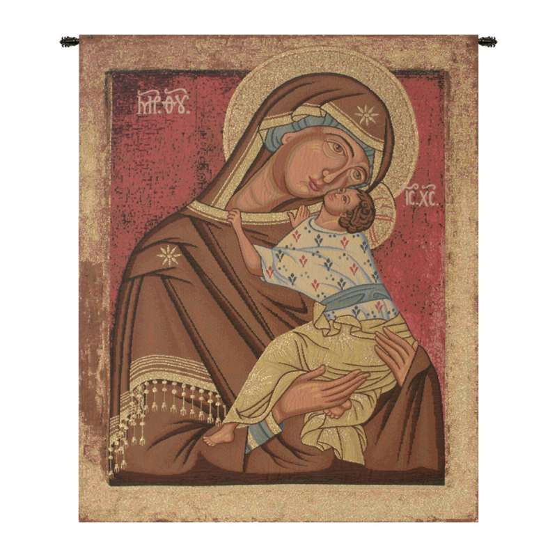 Icon Madonna Italian Tapestry Wall Hanging