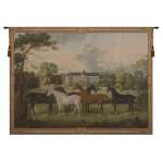 Five English Horses European Tapestry Wall hanging
