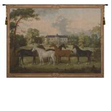 Five English Horses French Tapestry Wall Hanging