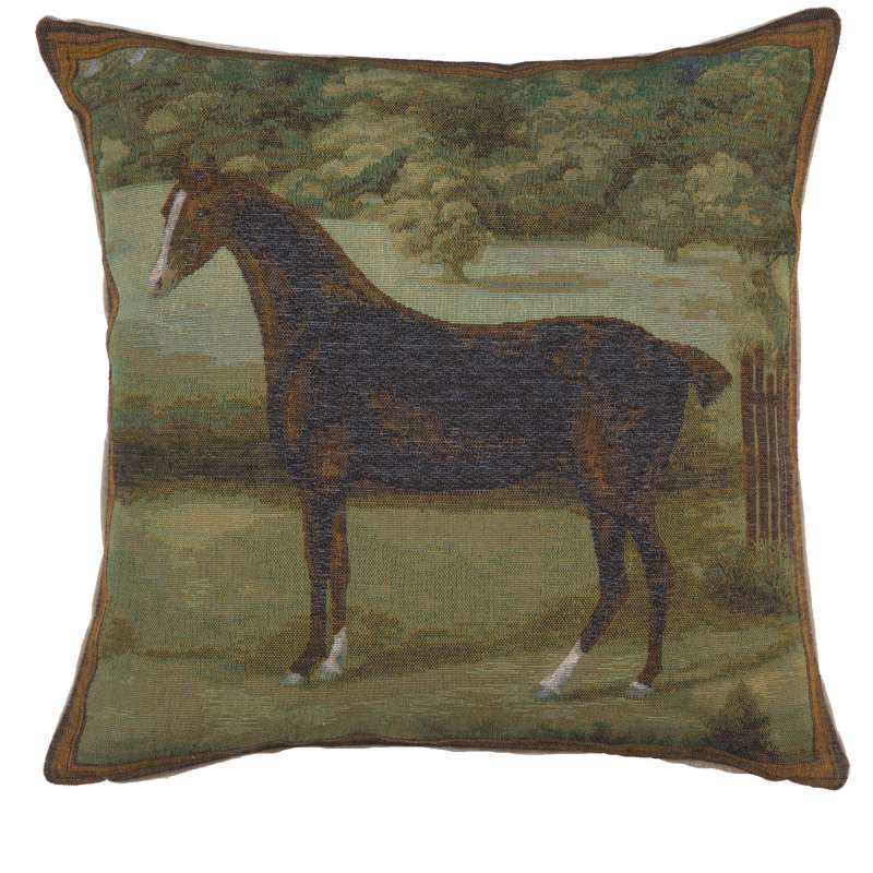 Black Horse French Tapestry Cushion