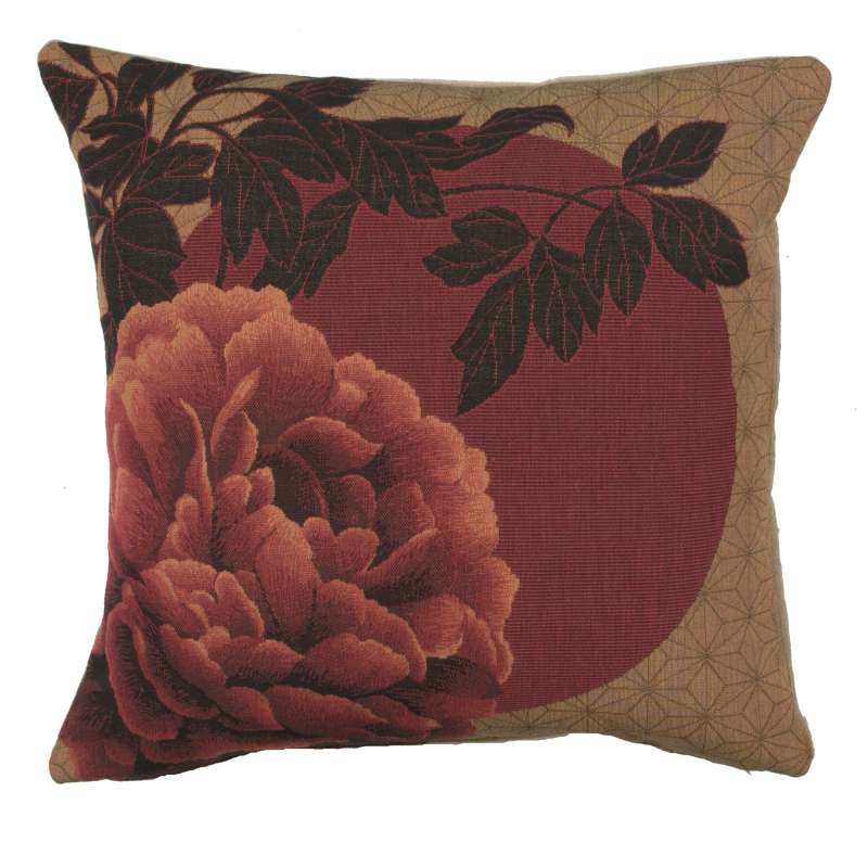 Red Peonies French Tapestry Cushion