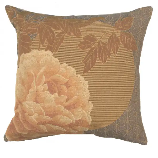 Yellow Peonies Cushion - 18 in. x 18 in. Cotton/Viscose/Polyester by Charlotte Home Furnishings
