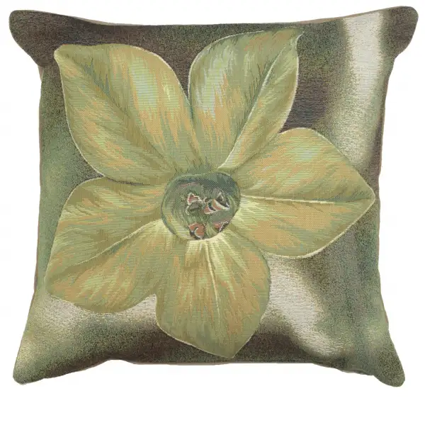 Green Star Flower Cushion - 19 in. x 19 in. Cotton/Viscose/Polyester by Charlotte Home Furnishings