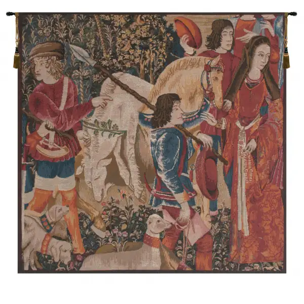 Charlotte Home Furnishing Inc. France Tapestry - 28 in. x 28 in. | Death of the Unicorn French Wall Tapestry