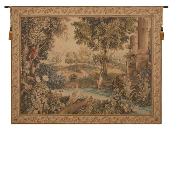 Charlotte Home Furnishing Inc. France Tapestry - 76 in. x 60 in. | Verdure Aux Oiseaux II French Wall Tapestry