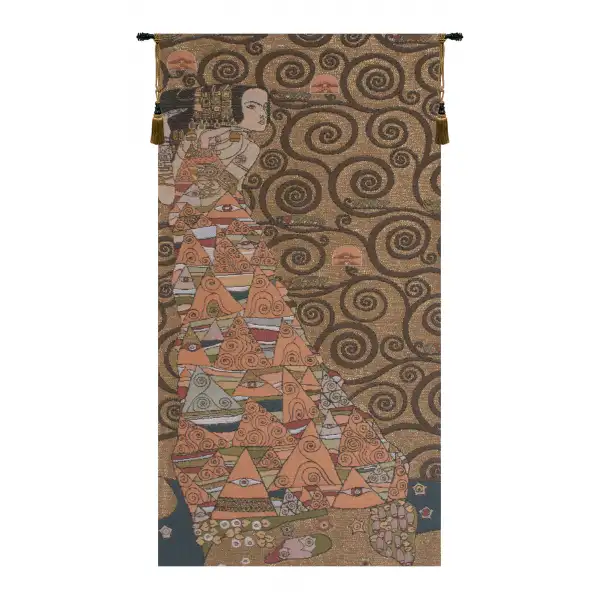 Charlotte Home Furnishing Inc. France Tapestry - 18 in. x 38 in. Gustav Klimt | L'Attente Klimt a Gauche Or French Wall Tapestry