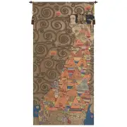 L'Attente Klimt A Droite Or French Wall Tapestry - 18 in. x 38 in. Cotton/Viscose/Polyester by Gustav Klimt