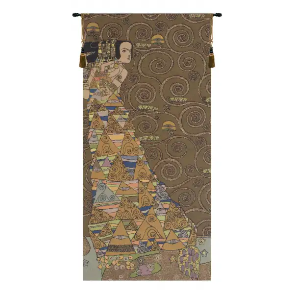 Charlotte Home Furnishing Inc. France Tapestry - 18 in. x 38 in. Gustav Klimt | L'Attente Klimt a Gauche Fonce French Wall Tapestry