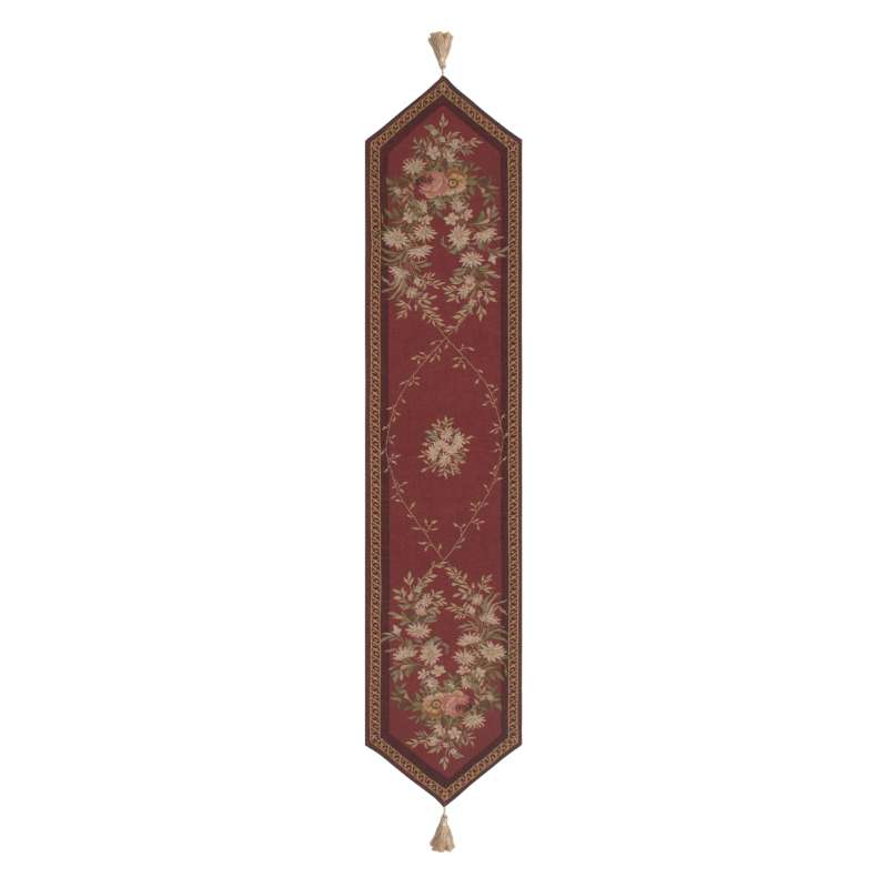 Aubusson Red French Tapestry Table Runner