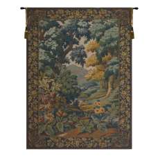 Landscape with Flowers European Tapestry Wall Hanging