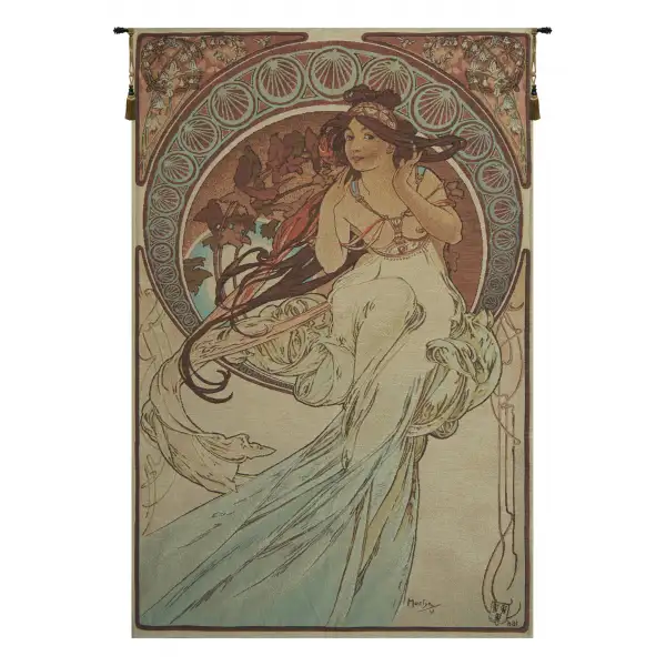 Charlotte Home Furnishing Inc. France Tapestry - 27 in. x 45 in. Alphonse Mucha | Music by Mucha French Tapestry