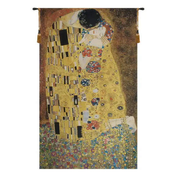 Charlotte Home Furnishing Inc. Belgium Tapestry - 26 in. x 45 in. Gustav Klimt | The Kiss Flanders