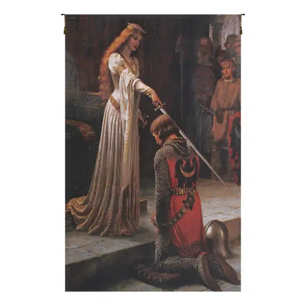 Charlotte Home Furnishing Inc. Belgium Tapestry - 38 in. x 51 in. Edmund Blair Leighton | Accolade Without Border
