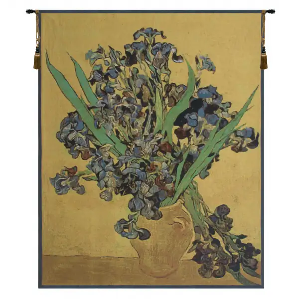 Van Gogh Iris Gold Belgian Tapestry Wall Hanging