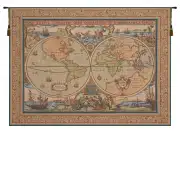 Maritime Map French Wall Tapestry - 32 in. x 25 in. Cotton/Viscose/Polyester by Charlotte Home Furnishings