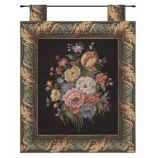 Floral Wallhanging with Loops European Tapestry Wall Hanging