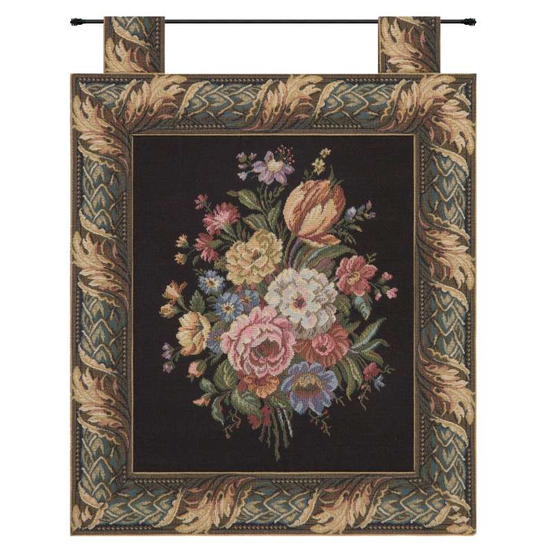 Floral Wallhanging with Loops European Tapestry Wall Hanging