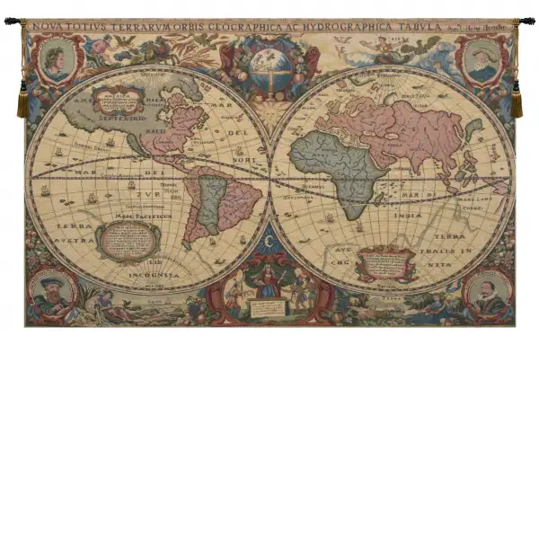 Chenille Globe European Tapestries - 54 in. x 35 in. Cotton/Polyester/Viscose by Charlotte Home Furnishings