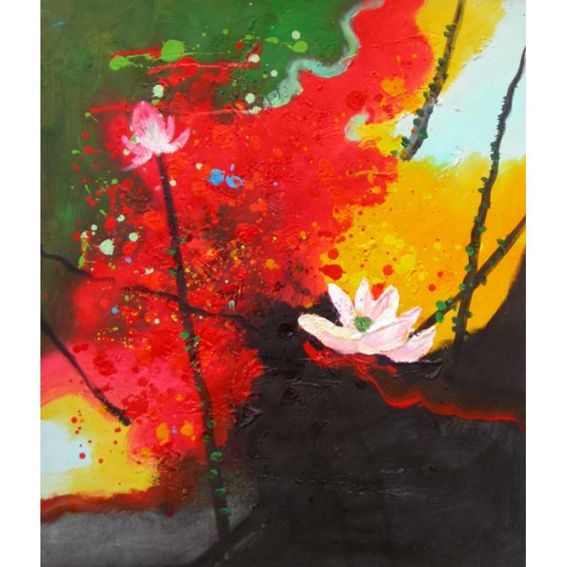Blooming Water Lily Canvas Oil Painting