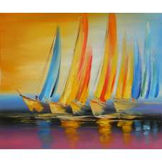 Sailboat Reflections Canvas Oil Painting