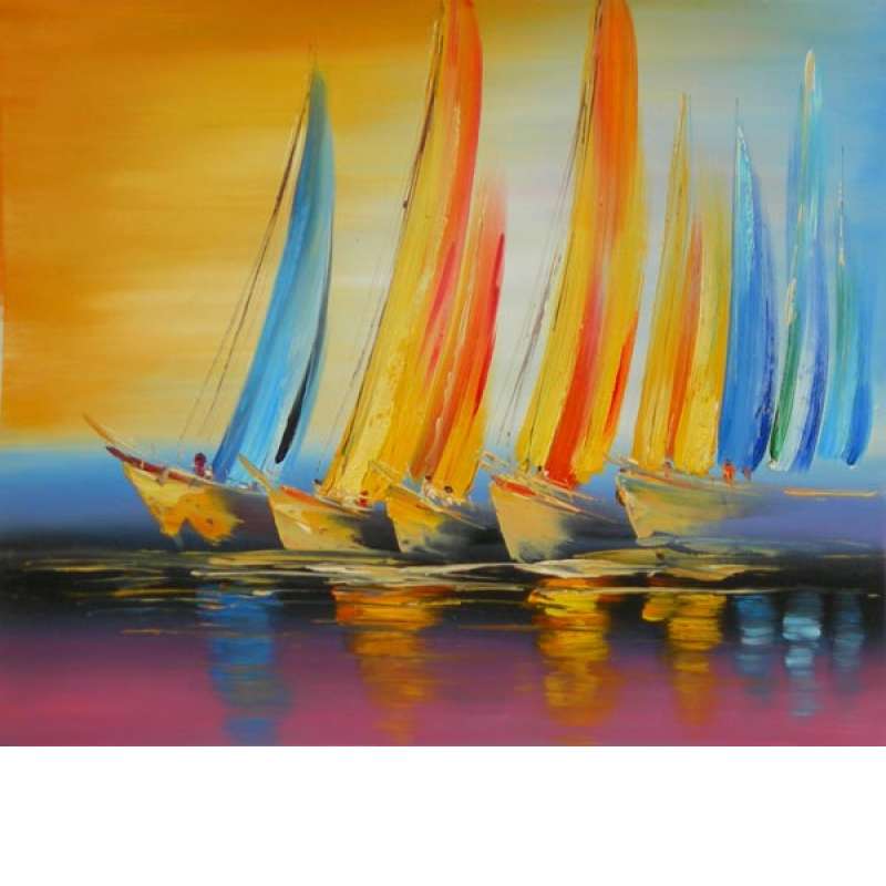 Sailboat Reflections Canvas Oil Painting