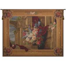 Bouquet Et Architecture Horizontal French Tapestry Wall Hanging